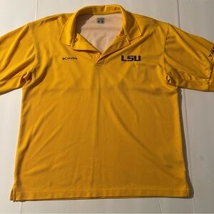 Columbia LSU Tigers Polo Shirt Yellow Purple Logo Omni-Wick Men’s Large